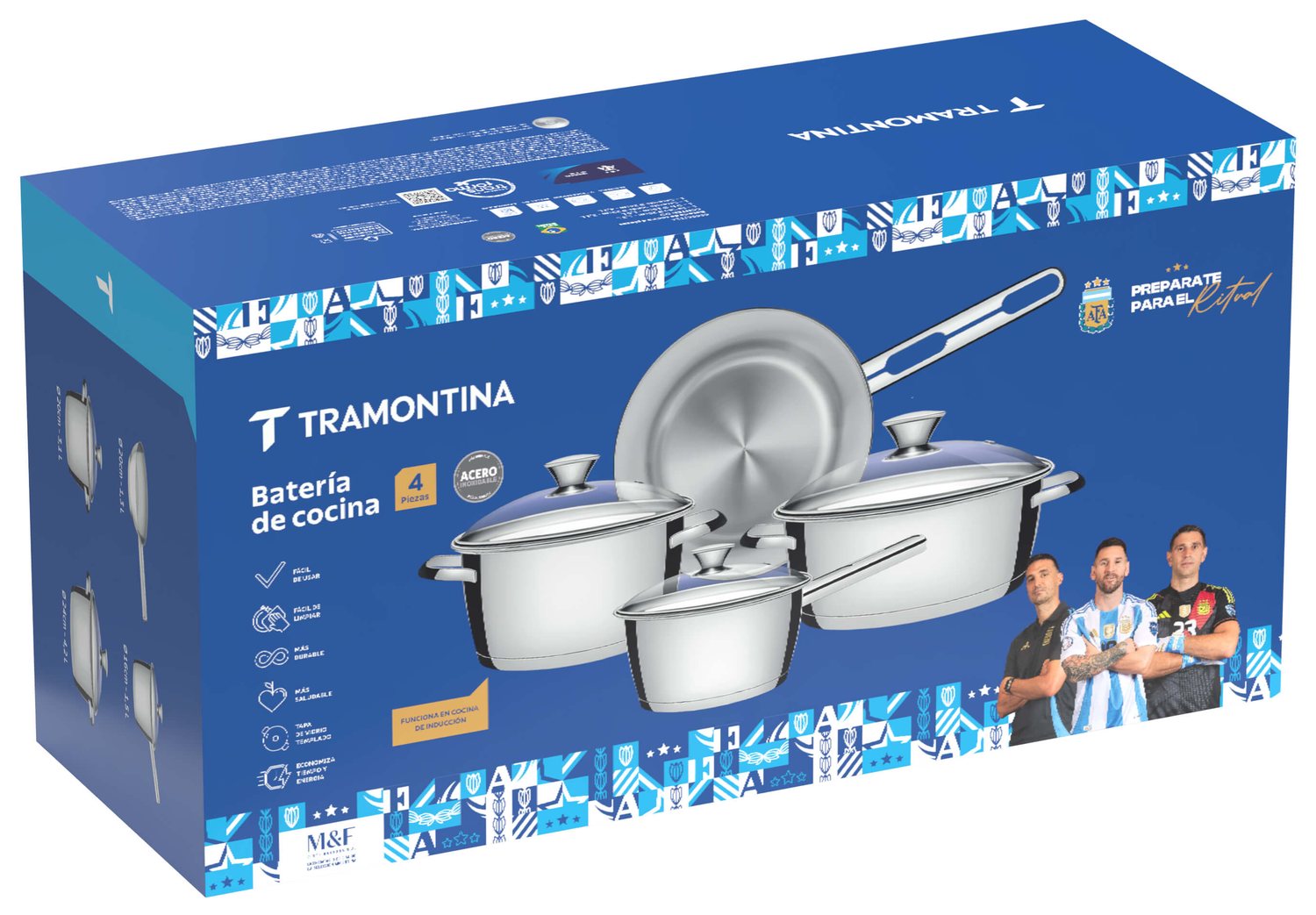 Batería de Cocina Allegra de Acero Inoxidable 4 Piezas